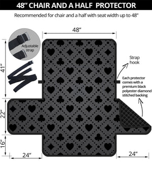 Black And Grey Playing Card Suits Print Half Sofa Protector