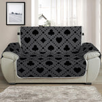 Black And Grey Playing Card Suits Print Half Sofa Protector