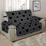 Black And Grey Playing Card Suits Print Half Sofa Protector