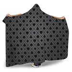 Black And Grey Playing Card Suits Print Hooded Blanket