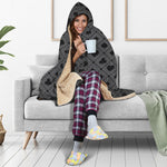 Black And Grey Playing Card Suits Print Hooded Blanket