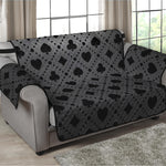 Black And Grey Playing Card Suits Print Loveseat Protector