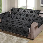 Black And Grey Playing Card Suits Print Loveseat Protector