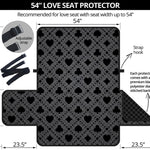 Black And Grey Playing Card Suits Print Loveseat Protector