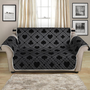 Black And Grey Playing Card Suits Print Loveseat Protector