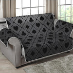 Black And Grey Playing Card Suits Print Loveseat Protector