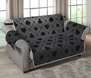 Black And Grey Playing Card Suits Print Loveseat Protector