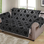 Black And Grey Playing Card Suits Print Loveseat Protector