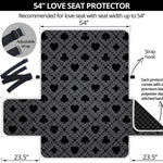 Black And Grey Playing Card Suits Print Loveseat Protector