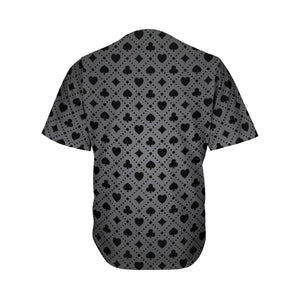 Black And Grey Playing Card Suits Print Men's Baseball Jersey