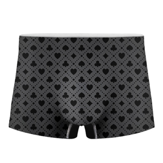 Black And Grey Playing Card Suits Print Men's Boxer Briefs