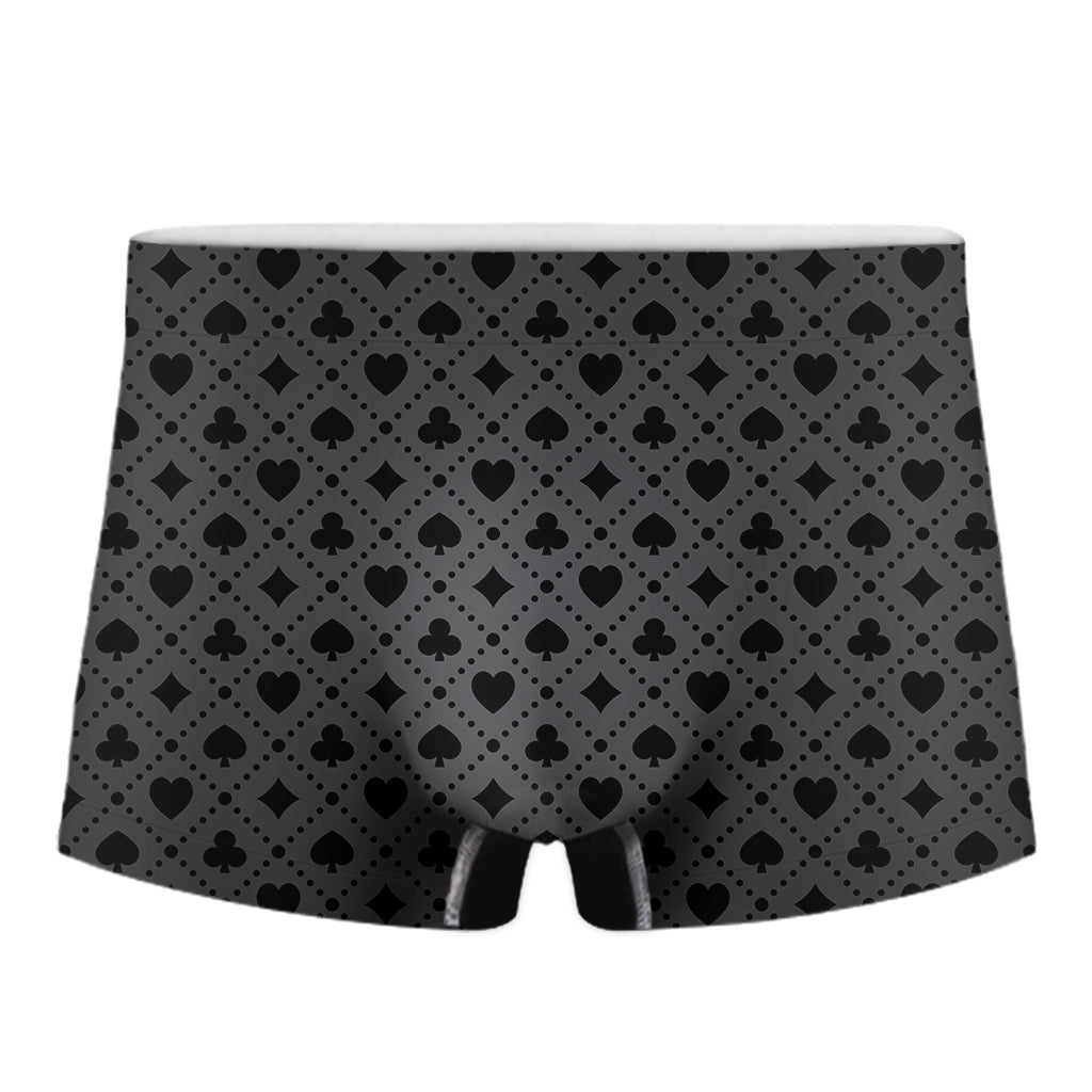 Black And Grey Playing Card Suits Print Men's Boxer Briefs