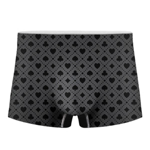 Black And Grey Playing Card Suits Print Men's Boxer Briefs