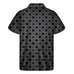 Black And Grey Playing Card Suits Print Men's Short Sleeve Shirt