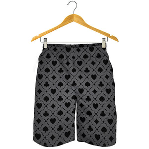 Black And Grey Playing Card Suits Print Men's Shorts