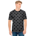 Black And Grey Playing Card Suits Print Men's T-Shirt