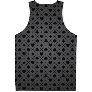 Black And Grey Playing Card Suits Print Men's Tank Top