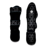 Black And Grey Playing Card Suits Print Muay Thai Shin Guard