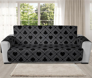 Black And Grey Playing Card Suits Print Oversized Sofa Protector