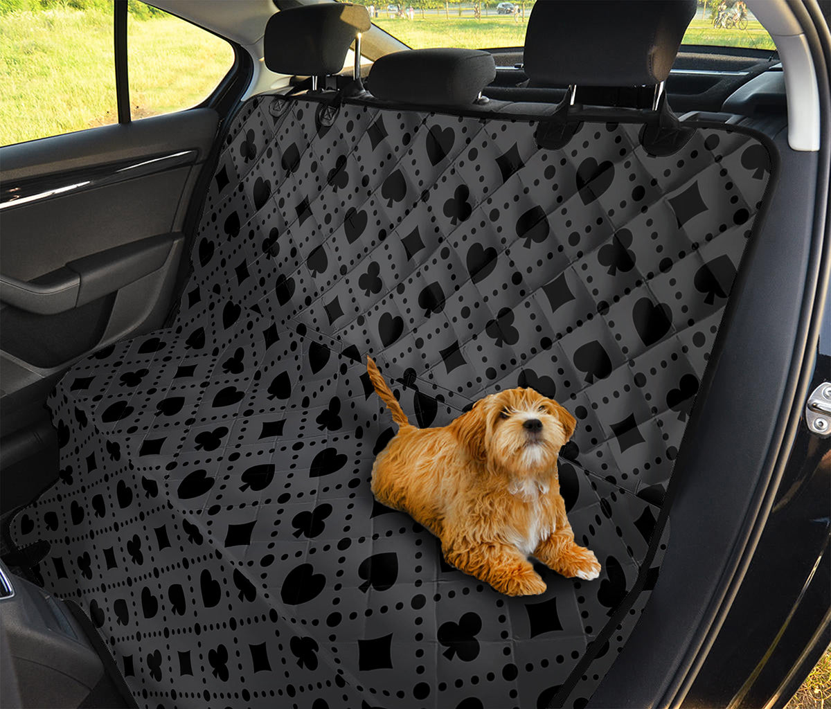 Black And Grey Playing Card Suits Print Pet Car Back Seat Cover