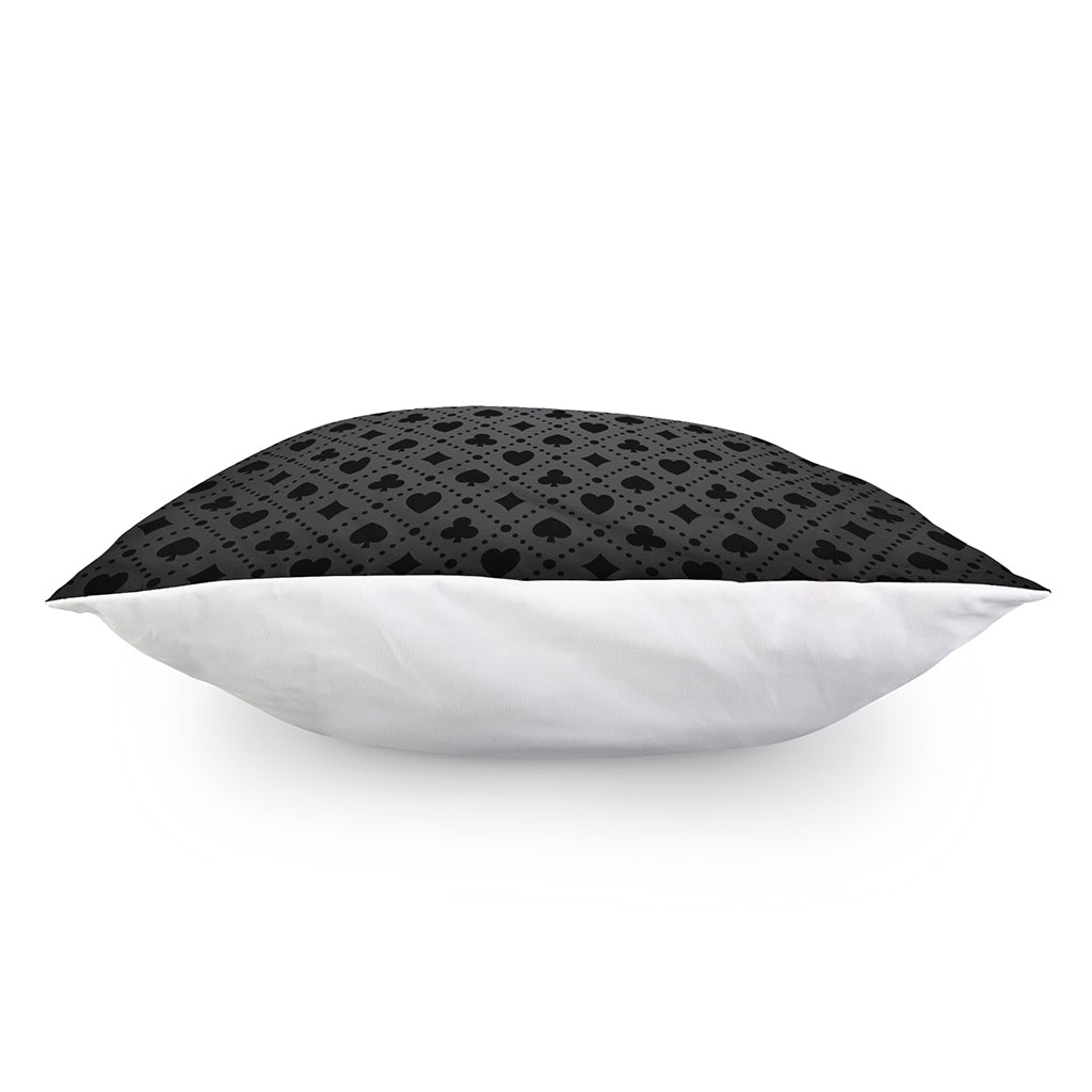 Black And Grey Playing Card Suits Print Pillow Cover