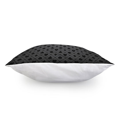 Black And Grey Playing Card Suits Print Pillow Cover
