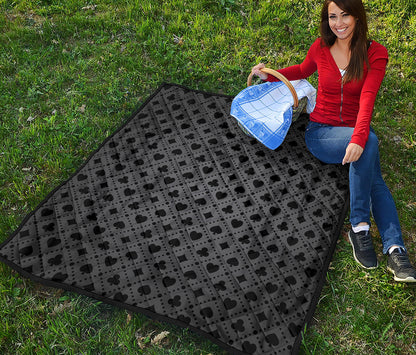 Black And Grey Playing Card Suits Print Quilt