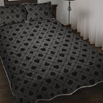 Black And Grey Playing Card Suits Print Quilt Bed Set