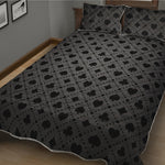 Black And Grey Playing Card Suits Print Quilt Bed Set