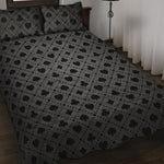 Black And Grey Playing Card Suits Print Quilt Bed Set