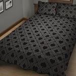 Black And Grey Playing Card Suits Print Quilt Bed Set