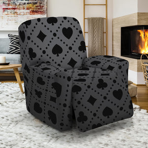 Black And Grey Playing Card Suits Print Recliner Slipcover