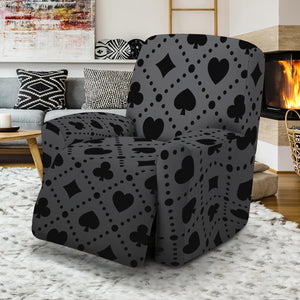 Black And Grey Playing Card Suits Print Recliner Slipcover