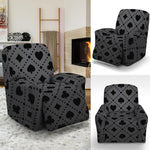 Black And Grey Playing Card Suits Print Recliner Slipcover