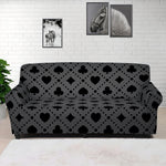 Black And Grey Playing Card Suits Print Sofa Cover