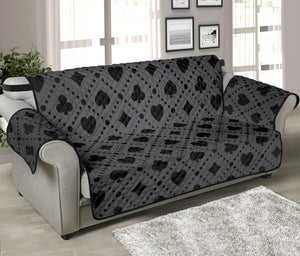 Black And Grey Playing Card Suits Print Sofa Protector