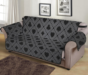 Black And Grey Playing Card Suits Print Sofa Protector