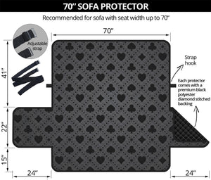 Black And Grey Playing Card Suits Print Sofa Protector