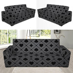 Black And Grey Playing Card Suits Print Sofa Slipcover