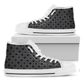 Black And Grey Playing Card Suits Print White High Top Sneakers