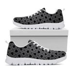 Black And Grey Playing Card Suits Print White Sneakers