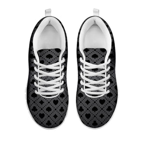 Black And Grey Playing Card Suits Print White Sneakers