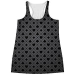 Black And Grey Playing Card Suits Print Women's Racerback Tank Top