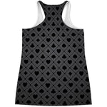 Black And Grey Playing Card Suits Print Women's Racerback Tank Top