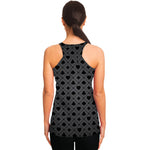 Black And Grey Playing Card Suits Print Women's Racerback Tank Top