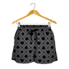 Black And Grey Playing Card Suits Print Women's Shorts