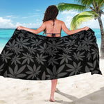 Black And Grey Pot Leaf Pattern Print Beach Sarong Wrap
