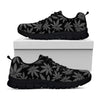 Black And Grey Pot Leaf Pattern Print Black Sneakers