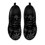 Black And Grey Pot Leaf Pattern Print Black Sneakers