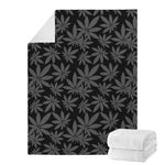 Black And Grey Pot Leaf Pattern Print Blanket